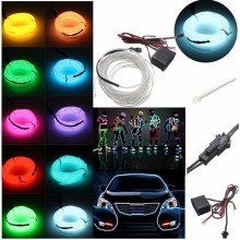 Smuxi 5M Flexible EL Wire Neon Light Dance Party Decor Light Neon LED Lamp EL Wire Rope Tube Waterproof LED Strip+Controller