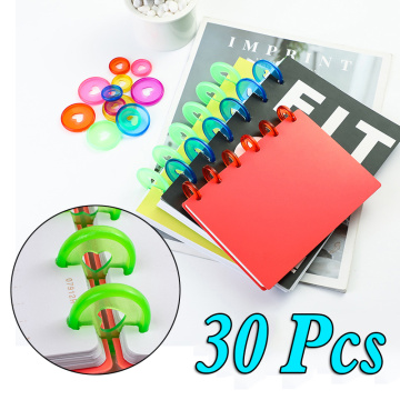 30PCS 24MM Colourful Binding Disc Mushroom HoleButton Notepad Plastic Loose-leaf Plastic Disc Buckle Paper Clip Office Wholesale