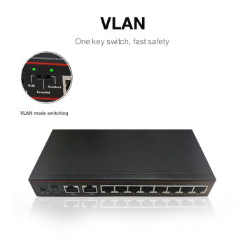 10 Ports 2+8 PoE Switch Injector 52V Network switch Ethernet with 10/100Mbps Ports Suitable for IP camera/Wireless AP/CCTV camer