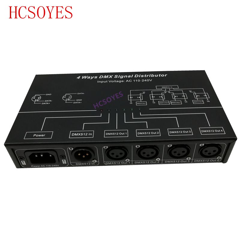 DMX124 AC100V-240V input DMX512 amplifier Splitter DMX signal repeater 4CH 4 output ports DMX signal distributor