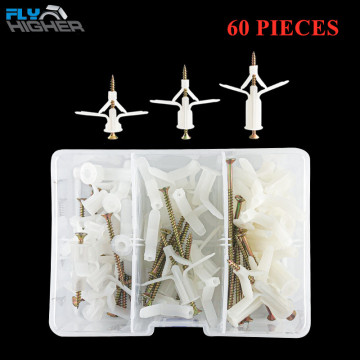 NEW Nylon butterfly Toggle plug / hollow Togge Anchor with screw kit 60pcs/box