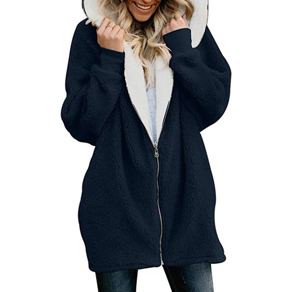 Winter Women Fleece Faux Fur Coat Hoodie Outwear Women Jackets Coat Ladies Casual Warm Soft Fluffy Cardigans Femme Plus Size