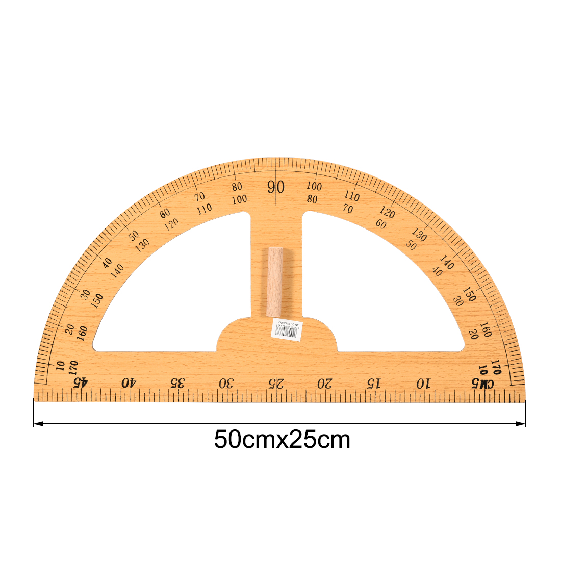 uxcell Protractor Semicircle Wooden 50cm 180 Degree for Teaching Dry Erase Board Teaching Measurements Angles and Shapes