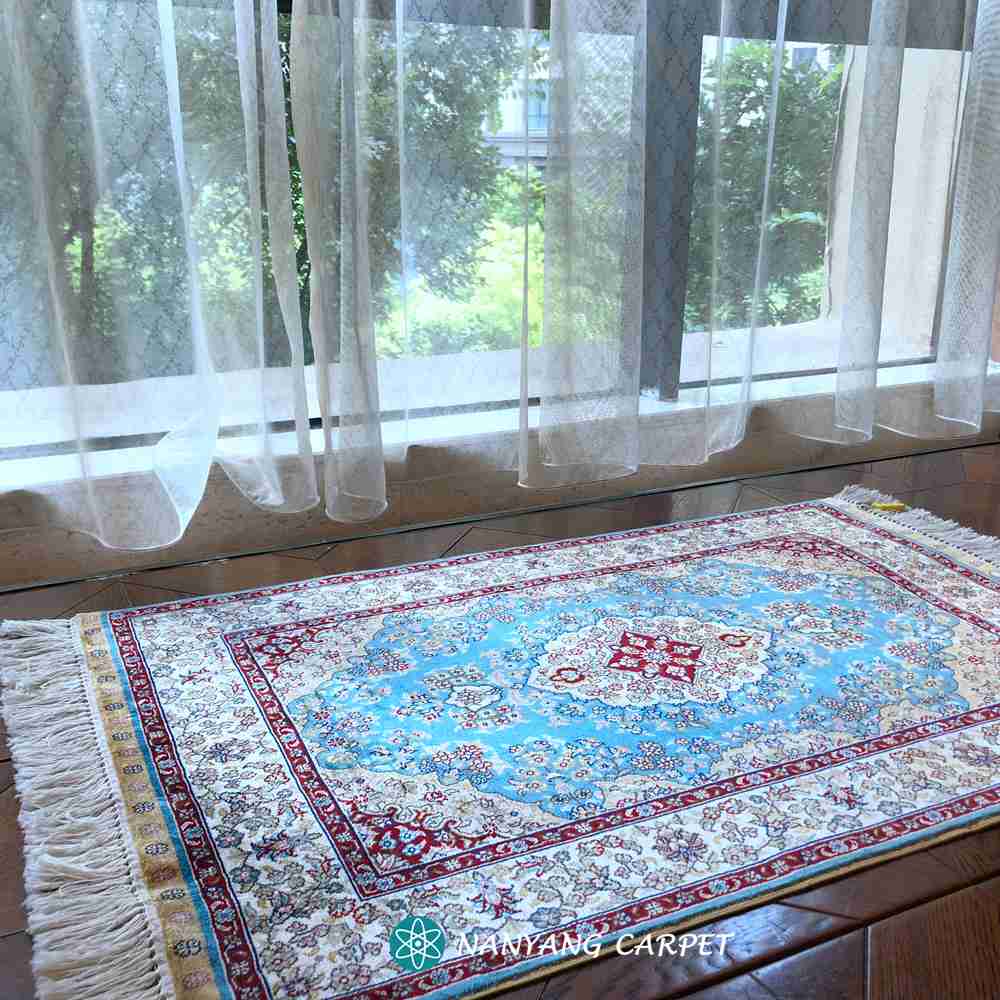 Blue silk rug