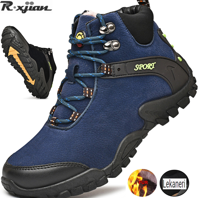 R.XJIAN brand new leather couple hiking shoes casual warm snow boots shoes waterproof shoes ski shoes outdoor sports shoes