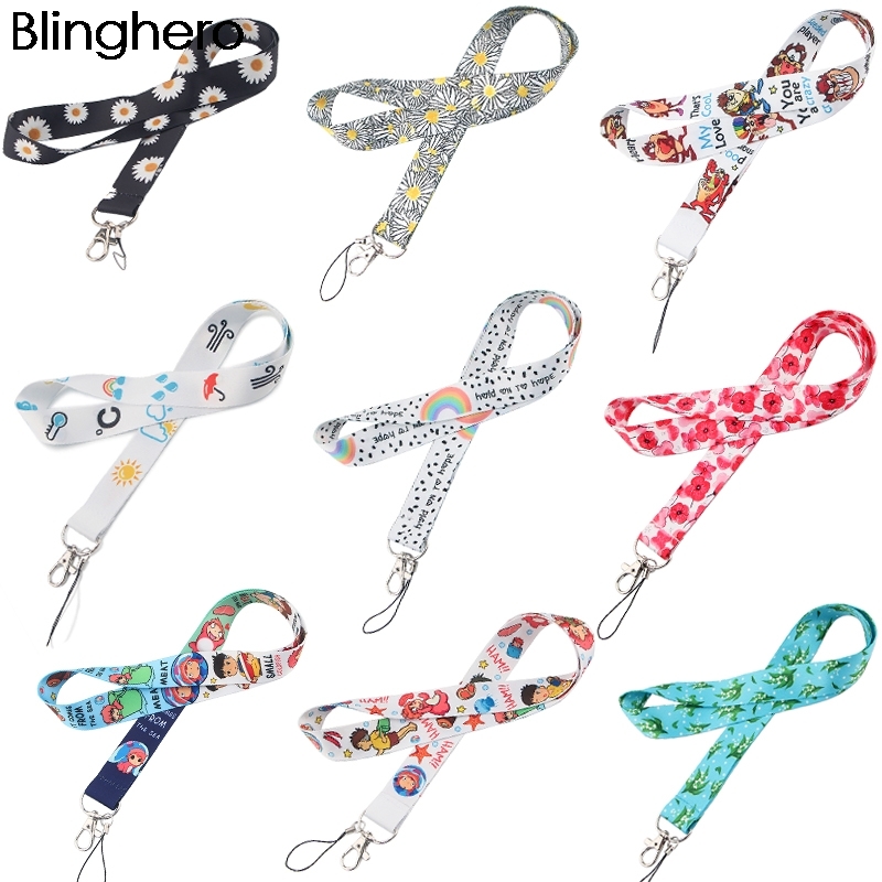 20pcs/lot BH1126 Blinghero Small Fresh Flower Cartoon Animals Neck Strap for key ID Card Gym Phone Badge DIY Hang Rope Lanyard