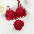 Sexy Lingerie Lace Padded Bra 3 Breasted Push Up Women Underwire Adjusted-straps Love Heart Dot Comfortable Underwear Sets