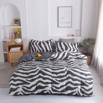 Modern Style Zebra Pattern Bedding Set,220x240 Duvet Cover Set With Pillowcase,240x210 Quilt Cover,Gray King Size Blanket Cover