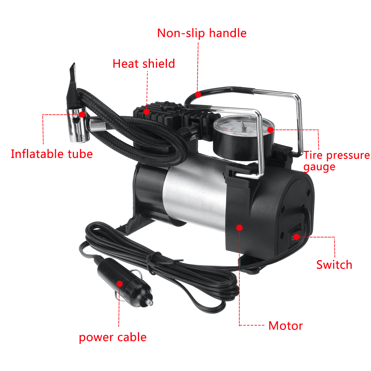 150PSI 12V Universal Electronic Digital Portable Car Wheel Tire Inflatable Pump Inflator Air Compressor Inflating Machine