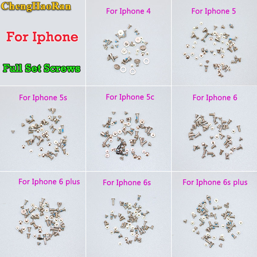 ChengHaoRan 1Set Full set screws for iPhone 4 5 5S 5C 6g 6 Plus 6S 6S Plus Repair Bolts Mobile Accessories