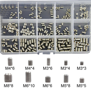 300pcs Head Socket Hex Grub Screw Assortment Cup Point Metric Standard Hexagonal Hexagonal Steel Allen Grub Point Screw Bolts