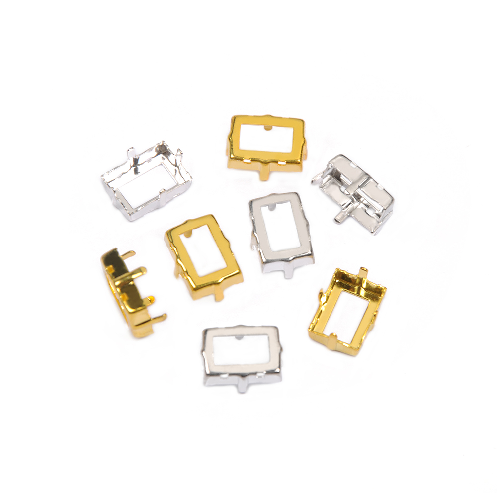 YANRUO 4501 4527 4610 Rectangle Octagon Claw Setting Copper Silver Gold Settings Sewing With Crystal Rhinstones Frames
