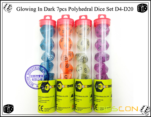 Glowing In Dark 7pcs Polyhedral Dice Set D4-D20-5