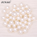 JUNAO High Quality 3 4 6 8 10 12 16 18 20 25mm Beige Round Imitation Pearl Beads No Hole Loose Garment Plastic Beads Decoration