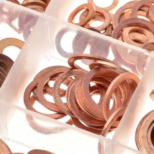 Multi-Sizes 120PCS Copper Washer Gasket Set Flat Ring Seal Assortment Kit with Box pcb abstandshalter steel ring