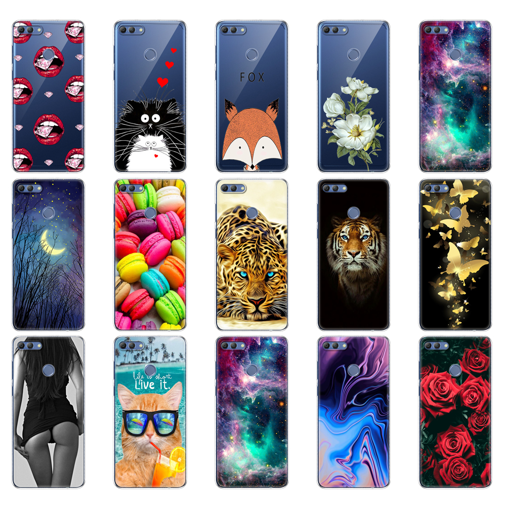 Soft Phone Shell Case For Huawei P Smart 2018 Enjoy 7S Soft TPU Silicon Back Cover 360 Full Protective Printing Transparent Bag