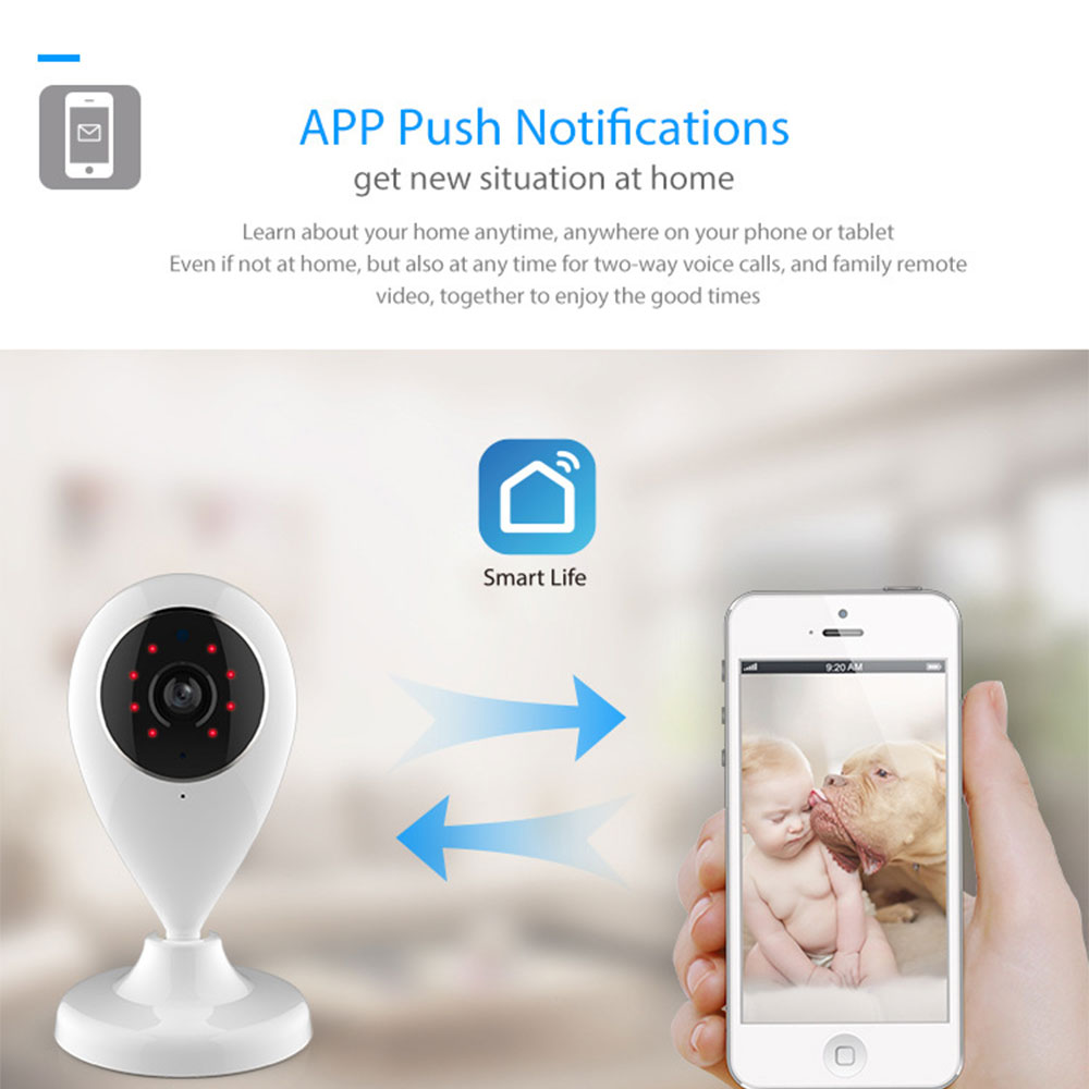 Smart WiFi Camera Wireless Smart Home Security Surveillance IP Camera Two-Way Audio APP Control Works With Alexa Google Home