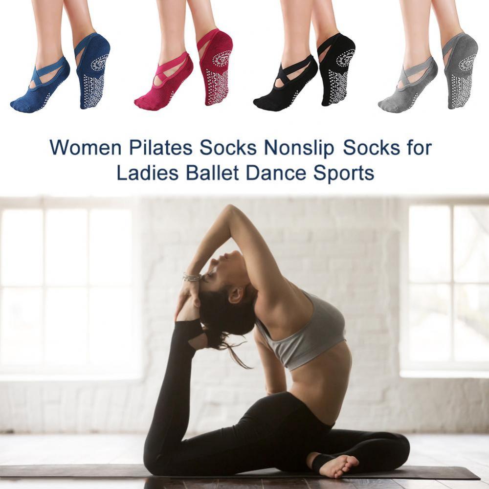 1 Pair Women Bandage Yoga Socks Silicone Pilates Ballet Socks Fitness Anti-Slip Printed Sport Sock Good Grip For Girls