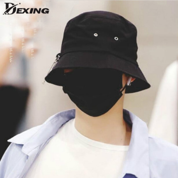 Harajuku Pin Bucket Hat Men Women K Pop Hip Hop Metal Bob Outdoor Sun Cap Black Fashion Panama Fishing Fisherman Hat