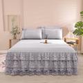 Bed Linen Cotton Sheet and Pillowcase Home Bed Cover Lace Solid Color Bedspread for Couple Double King Queen Size Mattress Cover