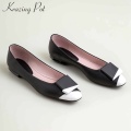 Krazing pot natural leather mixed colors ladies shoes round toe low heels slip on loafers fashion streetwear beauty pumps L36
