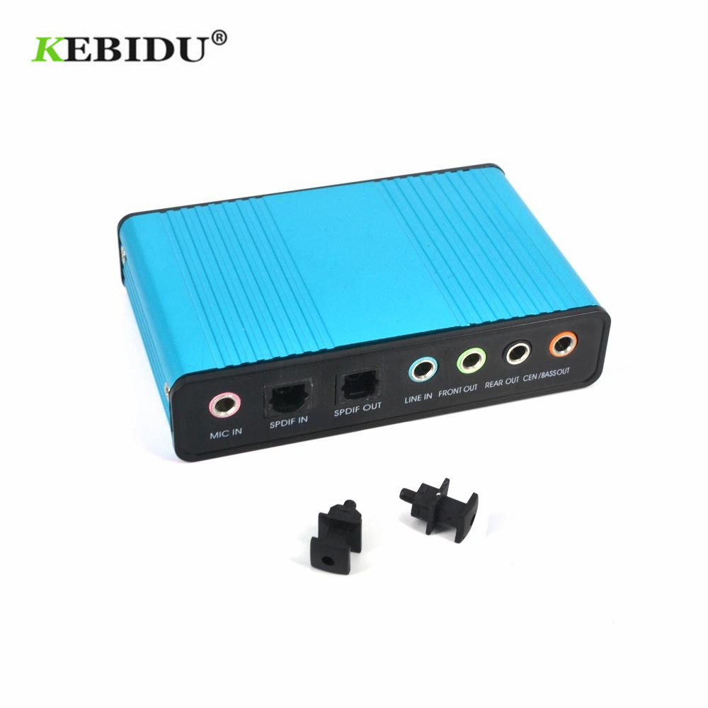 KEBIDU External Audio External Sound Card Usb 6 Channel Audio 5.1S Optical Pdif For Pc Blue Light for Laptop Notebook PC
