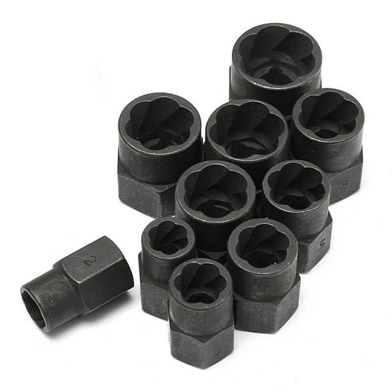 FATCOOL 10Pcs 9-19mm Damaged Rounded Bolt Nut Extractor Remover Tool Set Nuts Removal Tools Parts