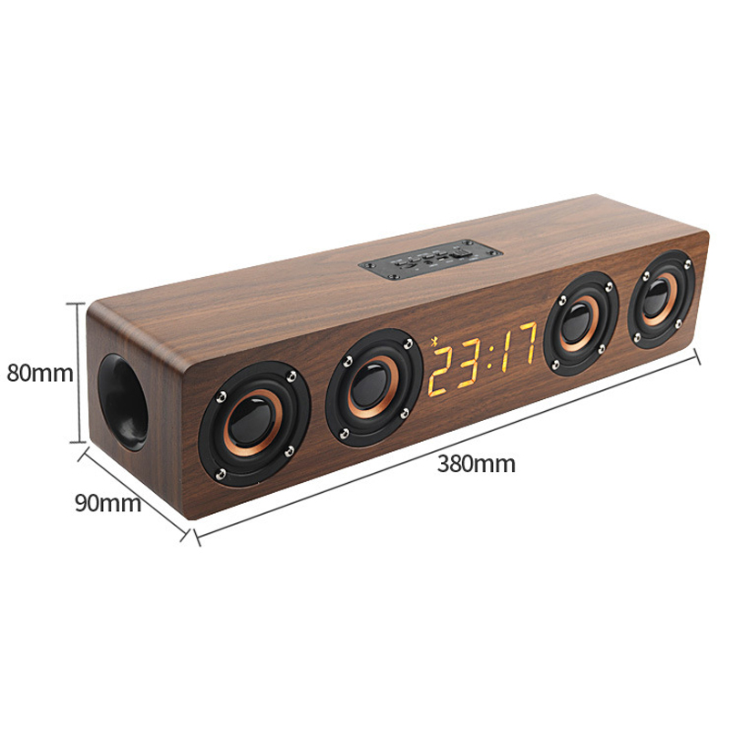 HIFI Home theater portable wood speaker Bluetooth column Wireless speaker Alarm Clock Radio Subwoofer Soundbar TV speaker For PC