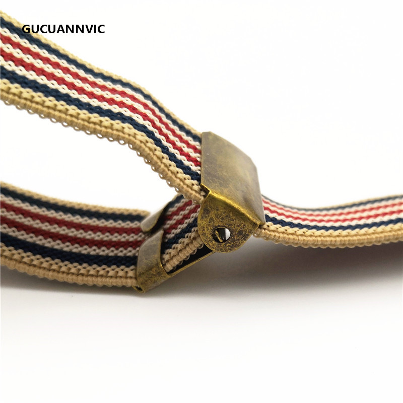 NEW Bronze 3 clip buckle suspenders elastic strap 4 stripes retro women's suspenders Adjustable braces men and women