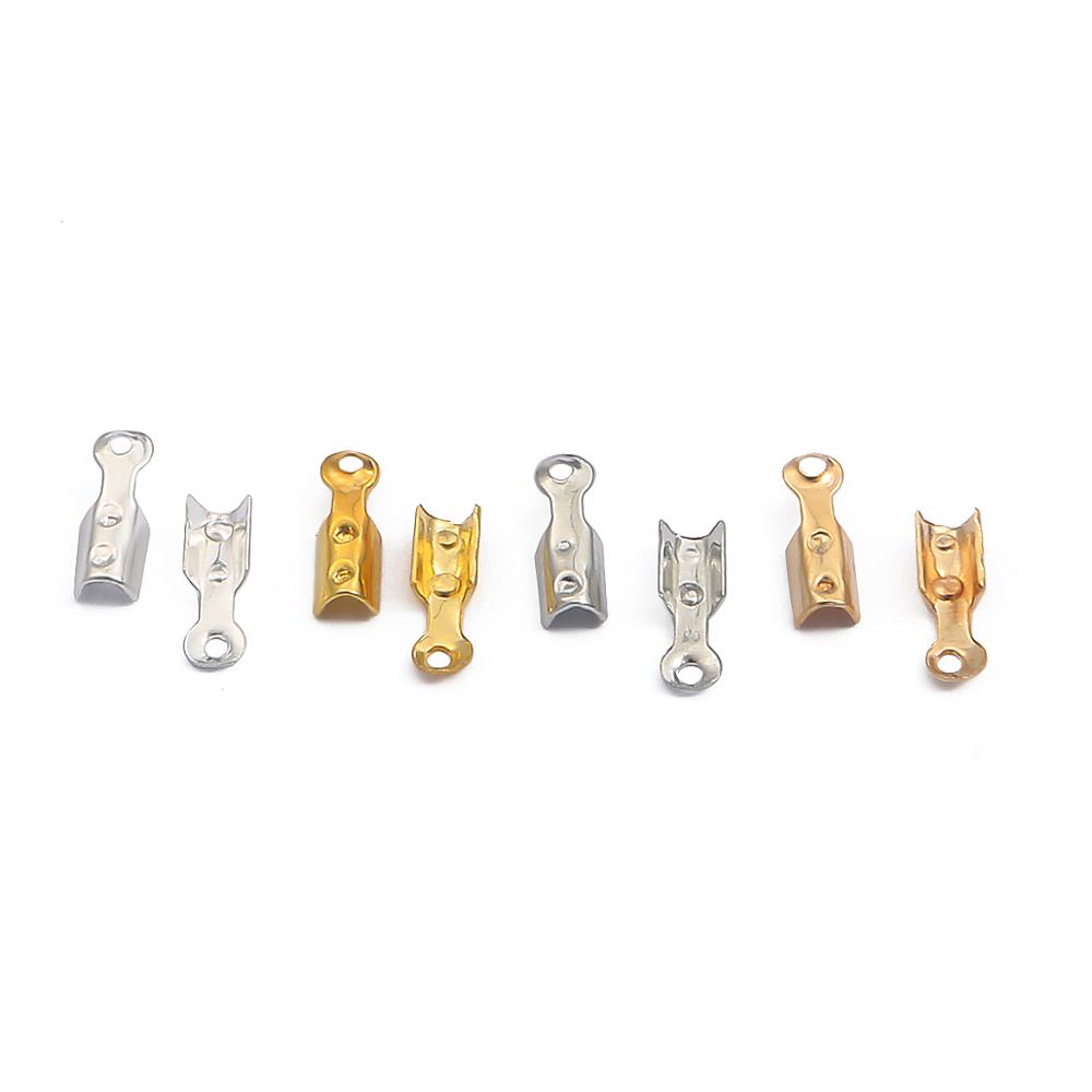 50pcs/lot 8x3mm Iron Clip-on leather Rope Chain Closure Chain End Clasps Cup For Jewelry Necklace Bracelet Connector Accessories