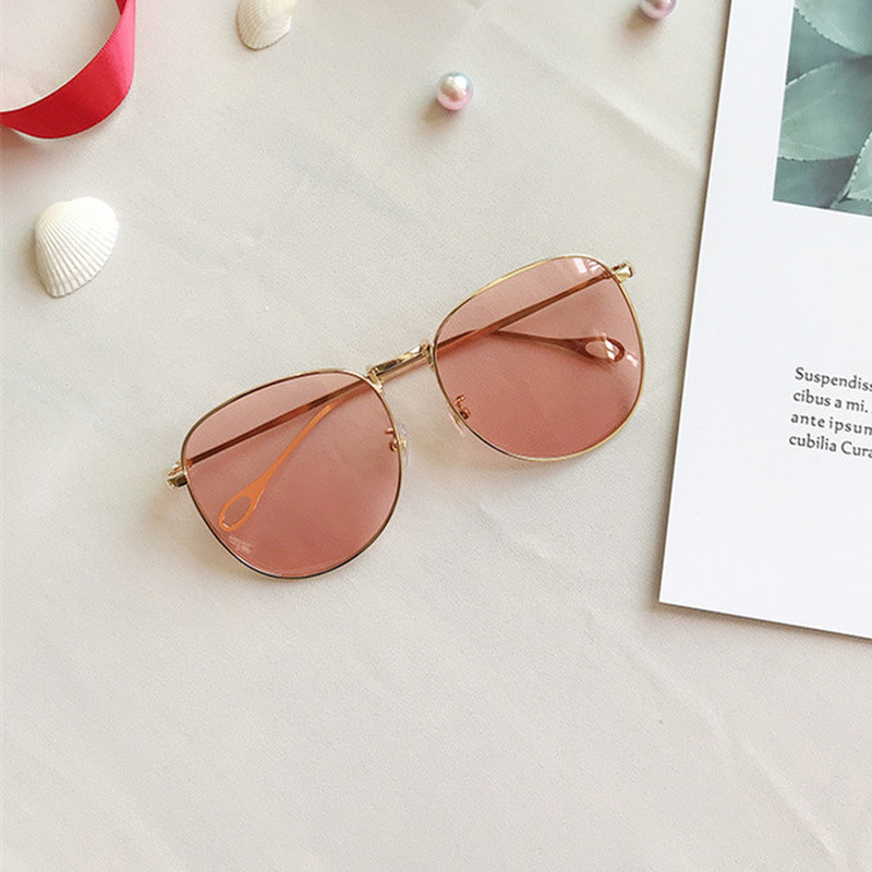 Driver Goggles Classic Small Frame Round Sunglasses Women/Men Brand Designer Alloy Mirror Sun Glasses Clear Ocean Lenses