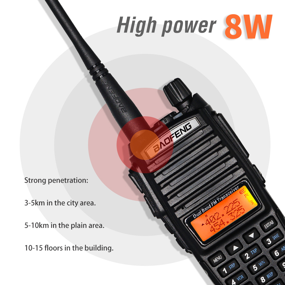 Tri-power Baofeng UV-82 8W High Power Walkie Talkie Dual Band VHF/UHF Portable Two Way Ham CB Radio UV82 Amateur UV 82 intercom