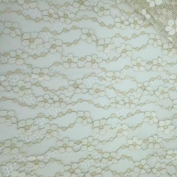 Metallic Thread Nylon Floral Lace Fabric