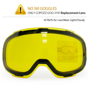 COPOZZ Original GOG-2181 Lens Yellow Graced Magnetic Lens for Ski Goggles Anti-fog UV400 Spherical Ski Glasses Night Skiing Lens