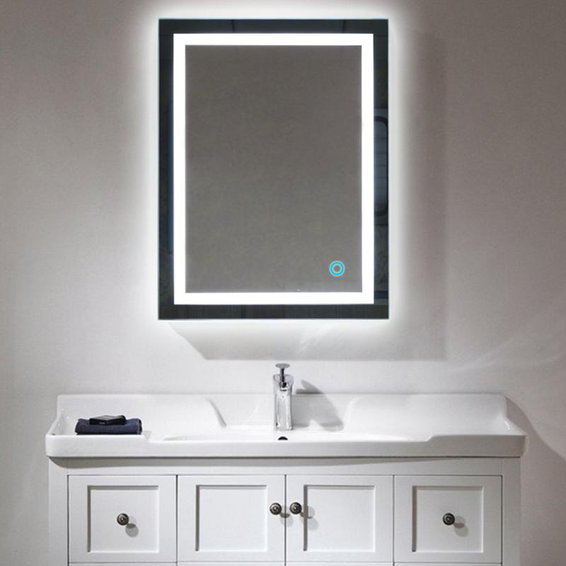 Bathroom Mirror High Quality Refection Three Color LED Vanity Mirror Wall Mount Rectangular Bathroom Fixture Bath Mirror HWC