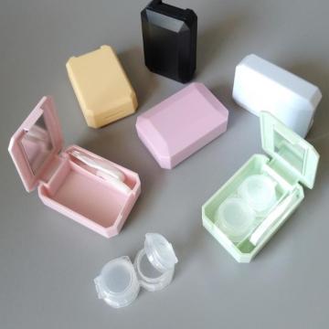 NEW Mini Solid Colored Contact Lens Case with Mirror Fresh Beauty Lens Case Contact Lens Storage Box Lovely Travel Kit Women 35g