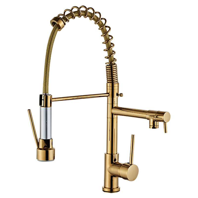 Tuqiu Pull out Kitchen faucet Gold kitchen sink Mixer tap kitchen faucet vanity water tap Rotating faucet sink faucet