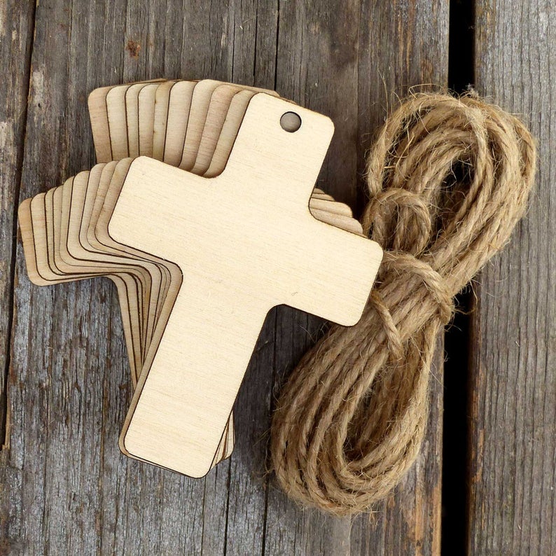 Wooden plain christian cross craft shape plywood