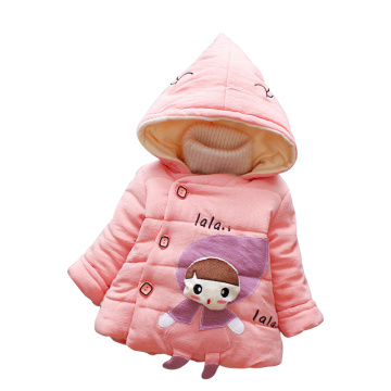 Baby girl winter new velvet cotton jacket girl cute cartoon girl hooded thick cotton jacket girl pure cotton warm cotton jacket