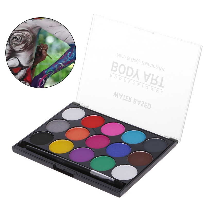 15 Colors Body Paint Makeup Facial Painting Water Ink Oil Graffiti With Brush pigment powder