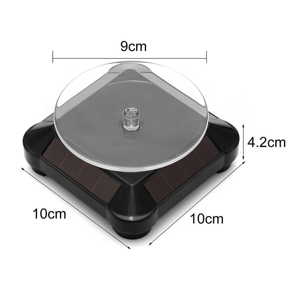 Solar Power Battery Showcase 360 Rotating Turntable Display Stand Turn Table Plate for Ring Necklace Bracelet Jewelry Holder &05