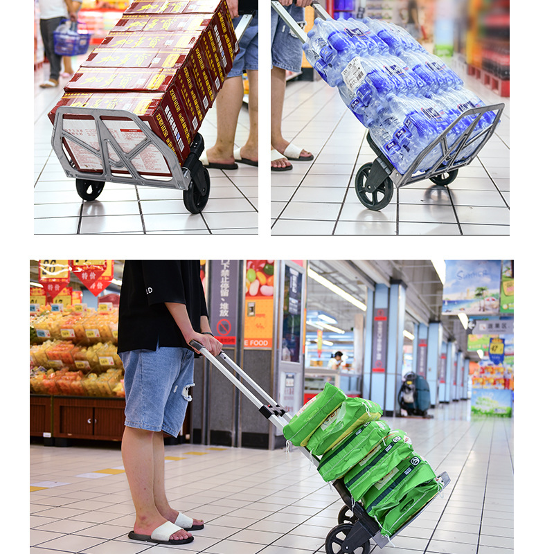 330lbs 150KG Folding luggage car heavy hand cart transportation shopping trailer portable pull cargo trolley small pull cart