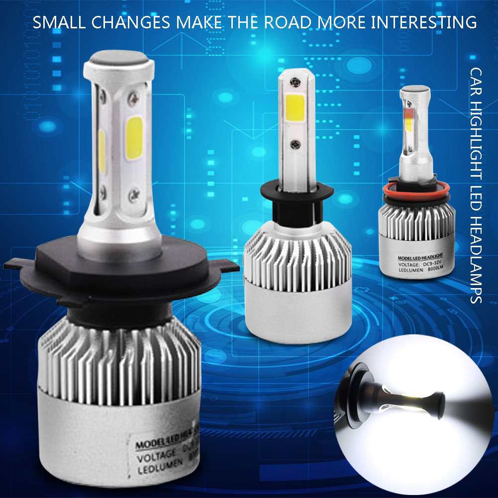 COB LED Headlight Bulbs 2pcs COB H 1 H 3 H 4 H 7 H 8 H 11 9005 9006 LED C ar Headlight Fog Light Lamp Bulb 6500K 72W 8000LM