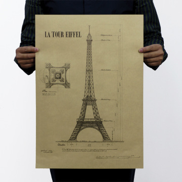 Paris Eiffel Tower Structure Vintage Kraft Paper Classic Movie Poster Map Home Decor Office Wall Decor Art Retro School Prints