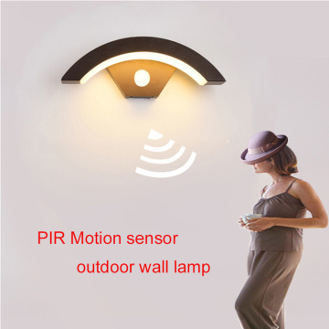 Moden waterproof outdoor wall lamp PIR motion sensor wall light Garden porch frontdoor black aluminum lamp body