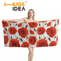 HUGSIDEA Cotton Soft Adult Cartoon Towel Bath Towel Textile Poppy Flower Large Microfiber Towel Hotel Bathrobe Beach Towel