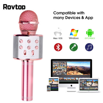 Rovtop Wireless Bluetooth Microphone Karaoke Speaker Professional Handheld KTV Singing Music Player Microfone Microphone Mic