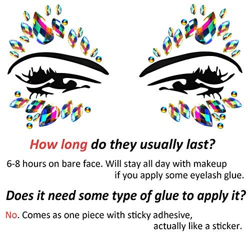 Face Jewels Glitter, 1 PCS Jewels Tattoo Mermaid Face Gems Rhinestones Eyes Body Stickers Crystals Glitter for Party Festival