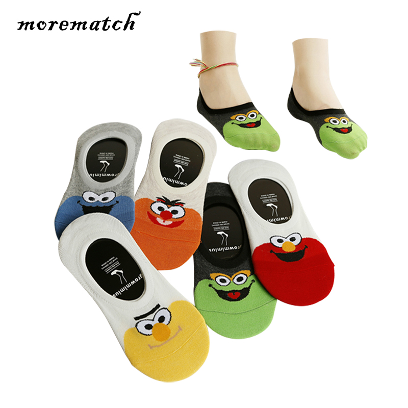 Morematch Silicone Non-slip Invisible Women Sock Spring Summer Cartoon Cotton Socks No Show Ankle Socks 5 Colors Optional