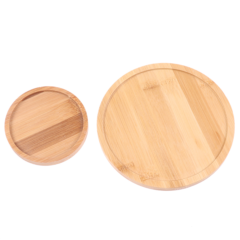 Bamboo Round Square Bowls Plates For Succulents Pots Trays Base Stander